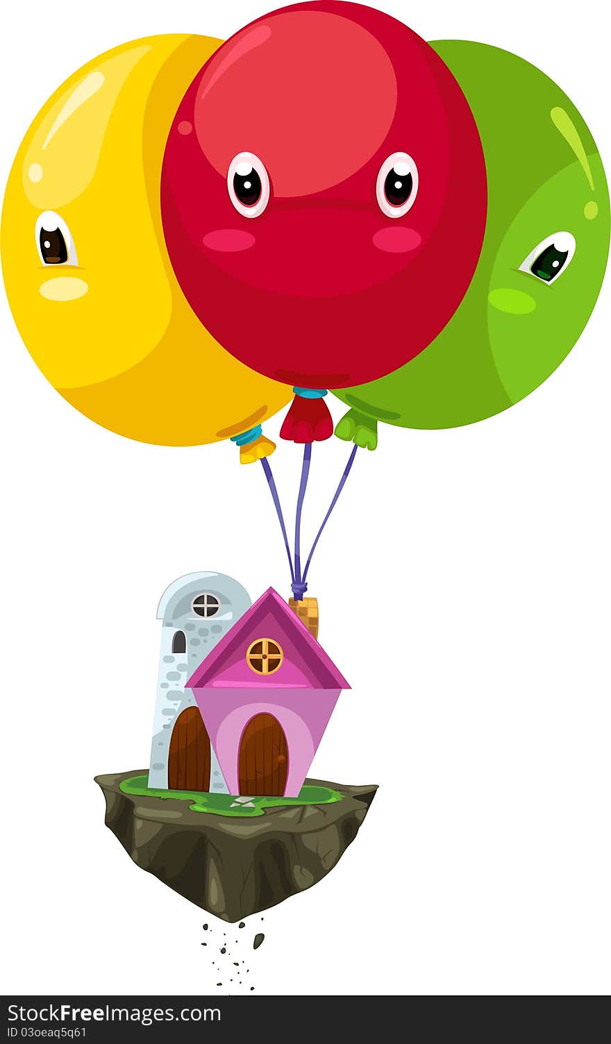 illustration of cartoon flying balloon house vector file