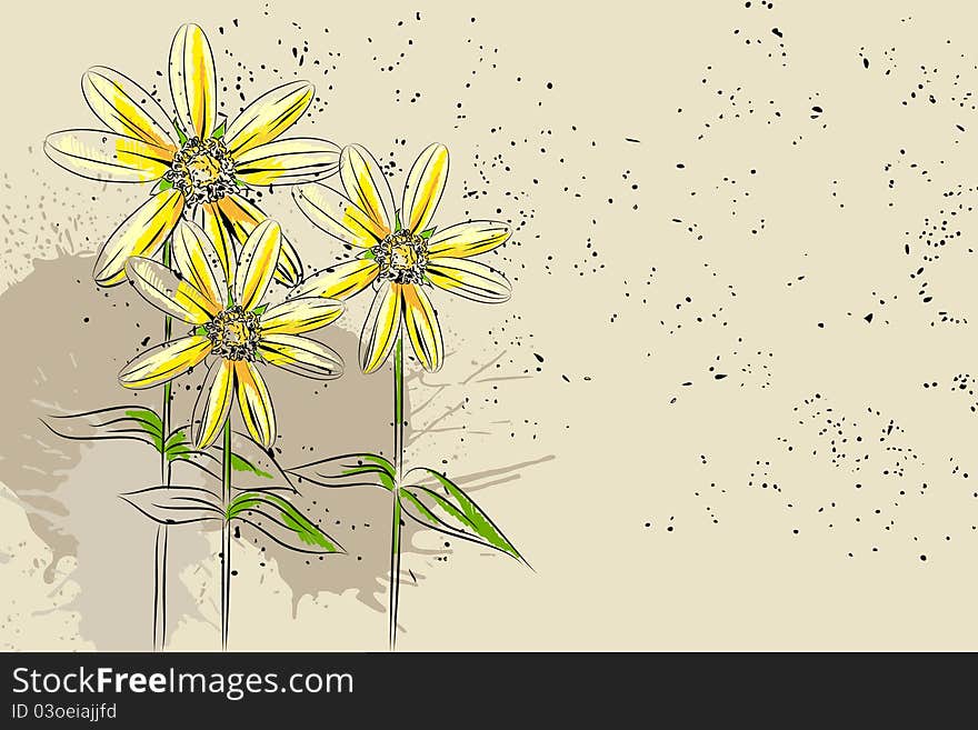 Beautiful floral vector illustration on gray background. Beautiful floral vector illustration on gray background