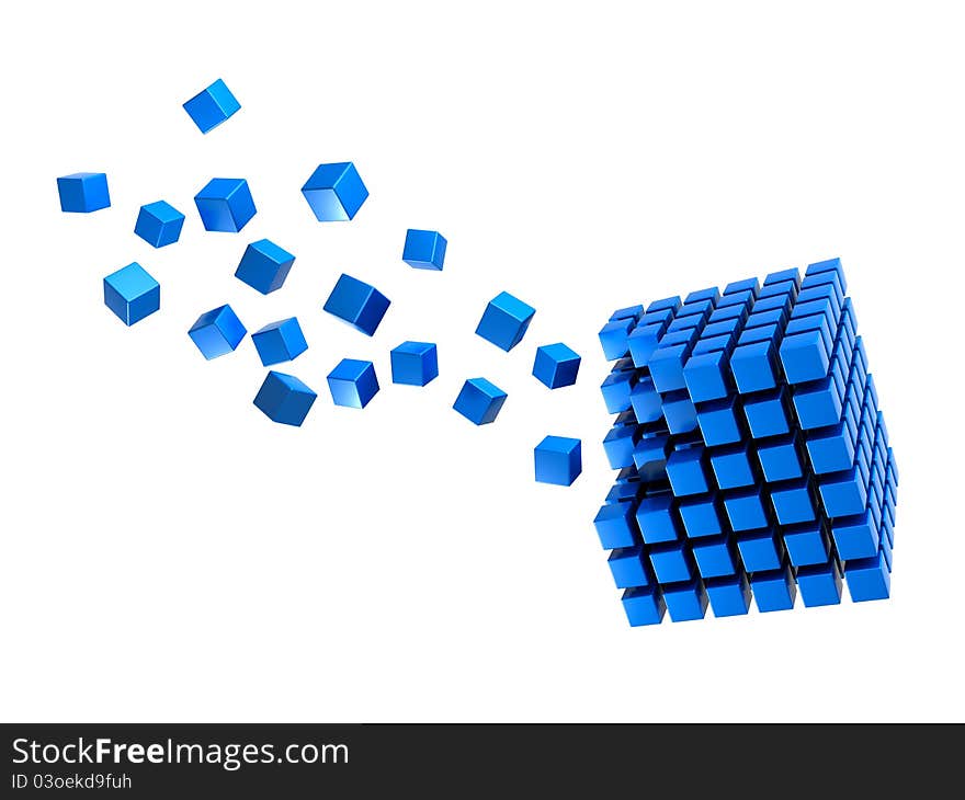 Three-dimension blue multitude of cubes