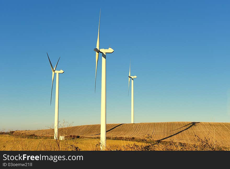 A wind turbines in the South of France (Avignonet-Lauragais). A wind turbines in the South of France (Avignonet-Lauragais)