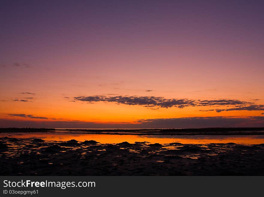 In the twilight on lake