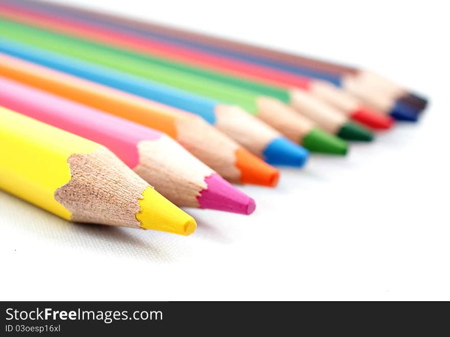 Many Color pencils - isolated on white