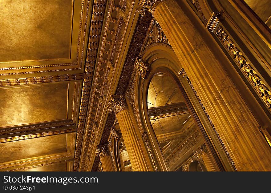 A gilded ceiling in an old theatre.