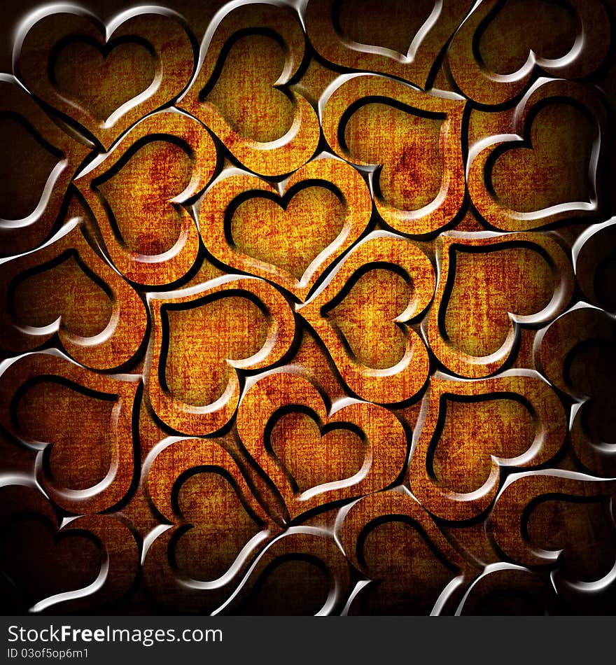 Valentine's day orange background with random hearts