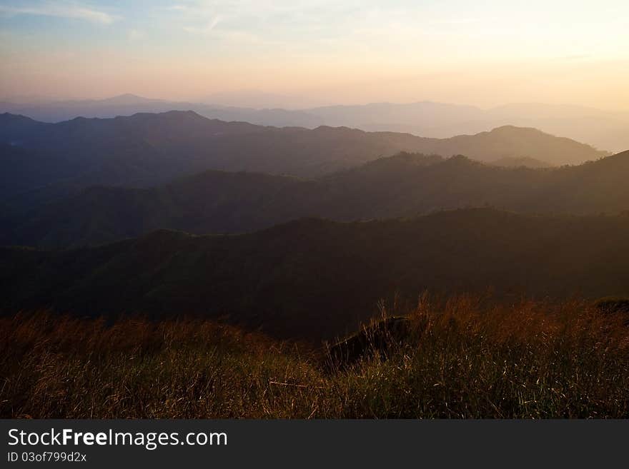 Sunset over mountains