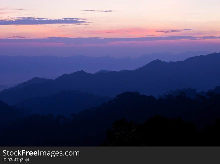 Sunset in the mountains of Thailand