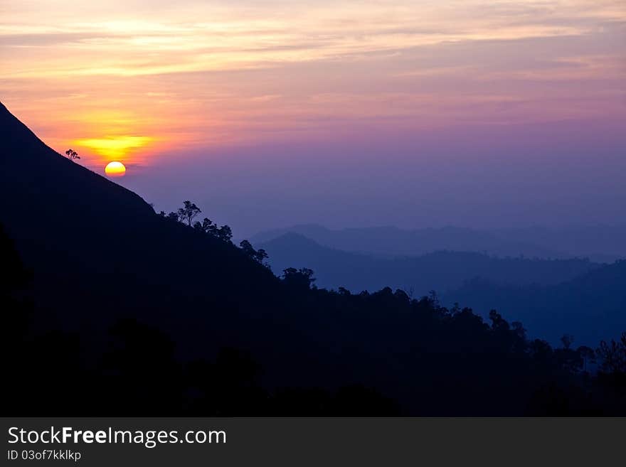 Sunset in the mountains of Thailand