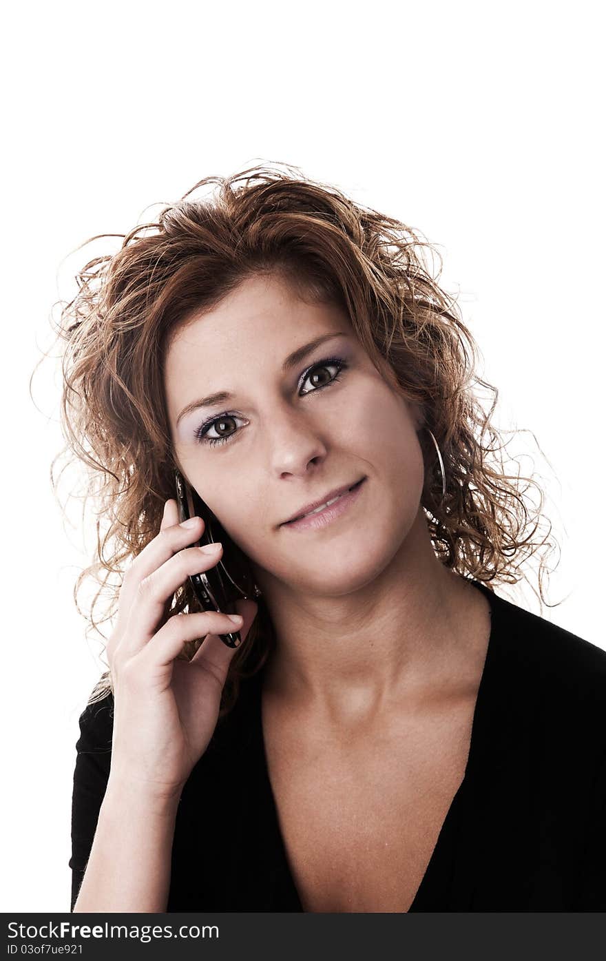 A young attractive woman in a studio with a white background perfect for cutout.