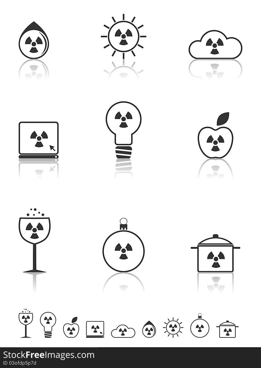 Radiation icons set.