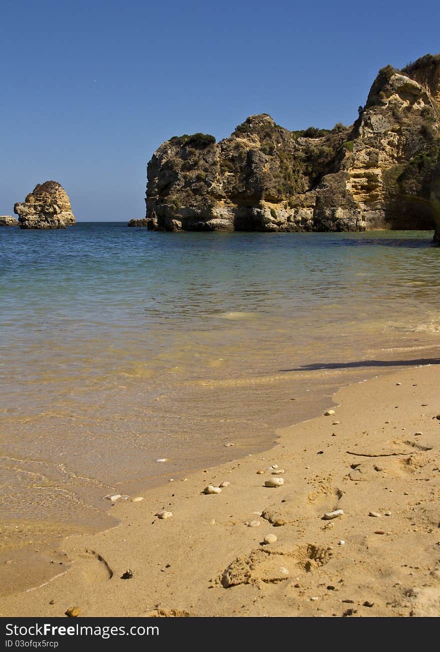 A beach full of rocks in portugal. A beach full of rocks in portugal