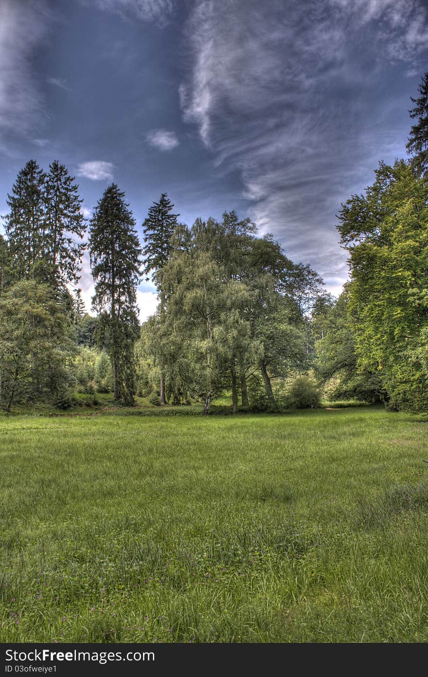 Summer dark day in the park by hdr