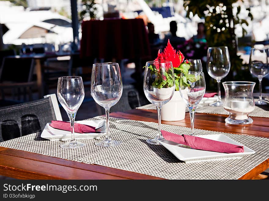 Served table in restaurant