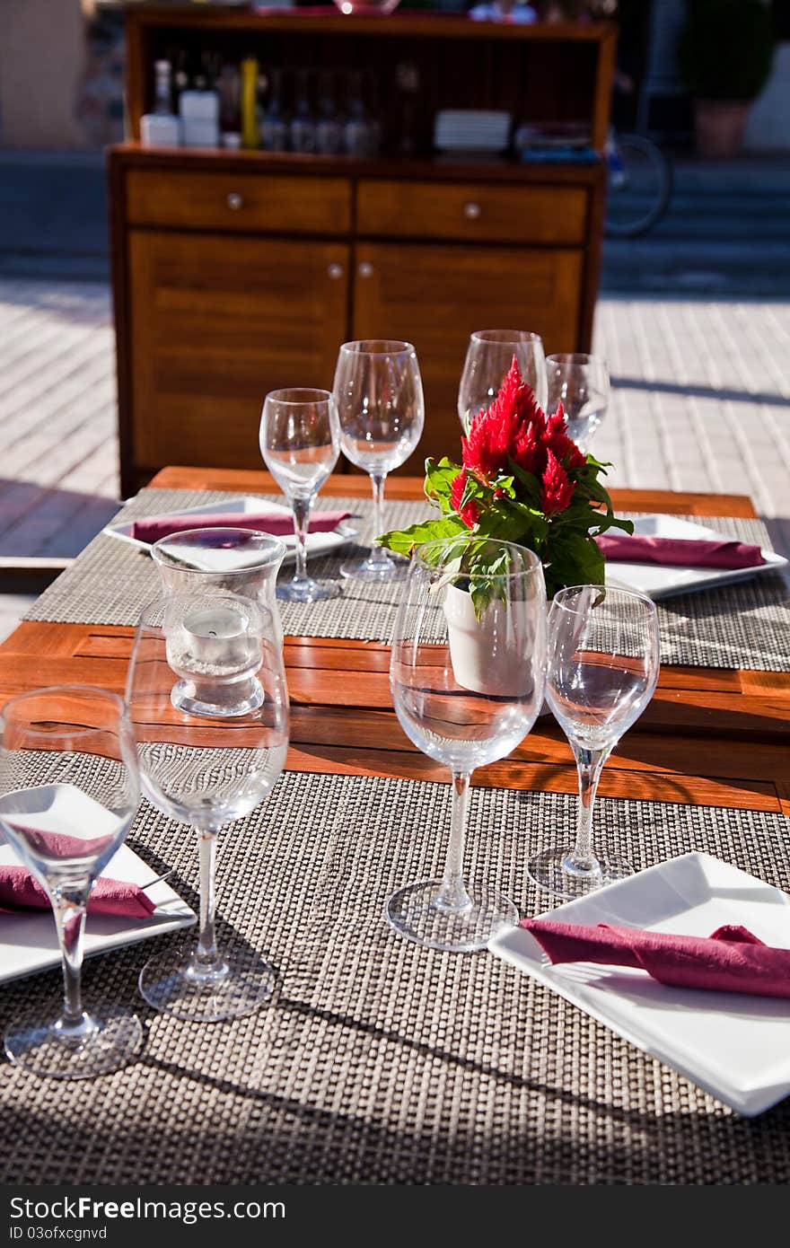 Served table in restaurant