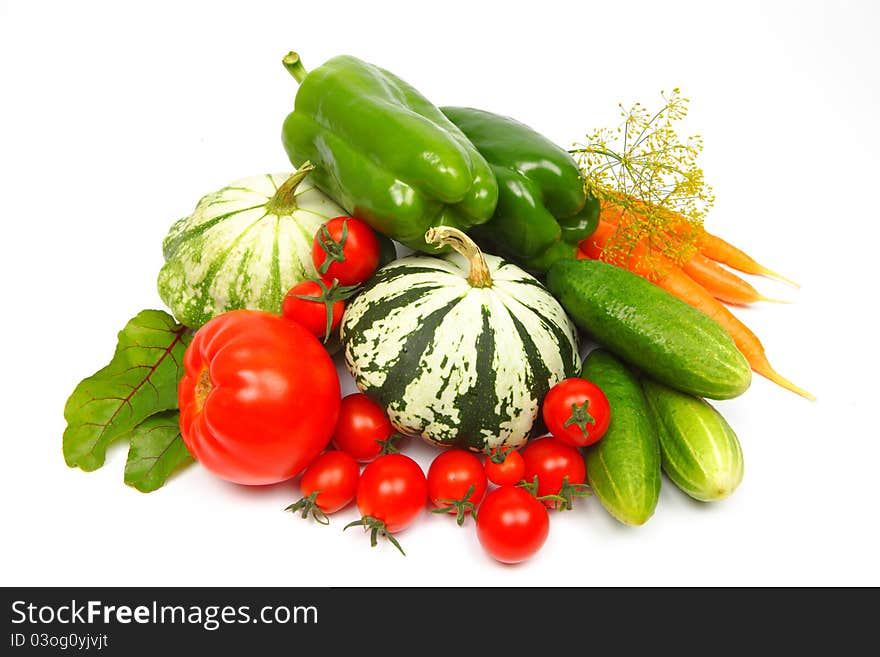 Fresh vegetables isolated on white background