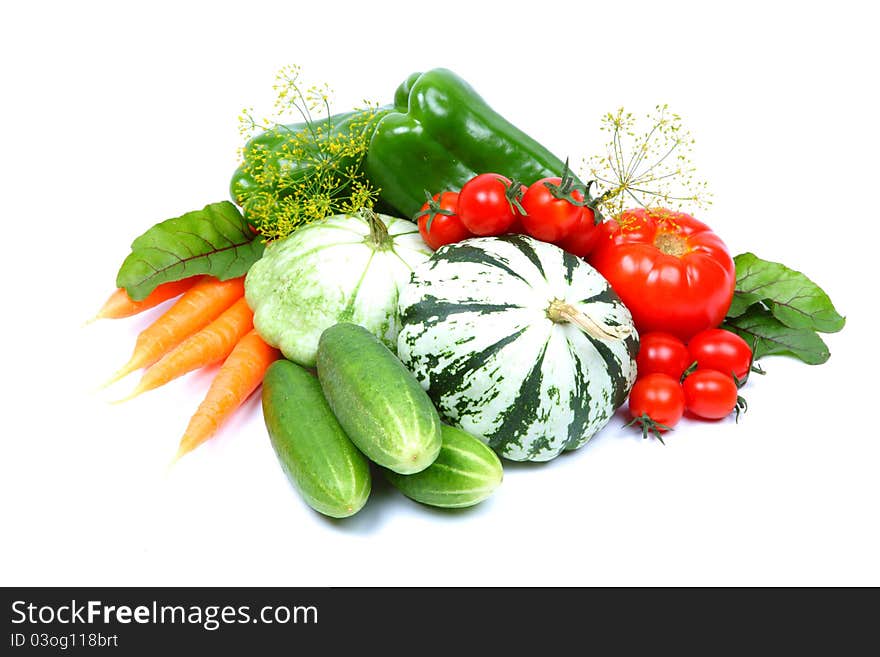 Fresh vegetables isolated on white