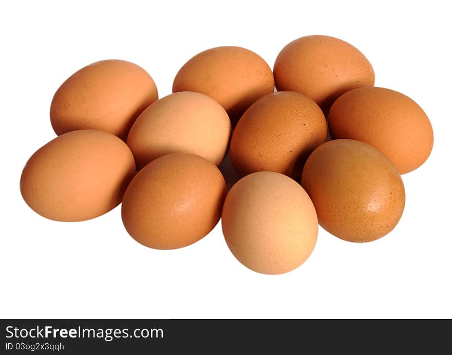 Eggs in the white background