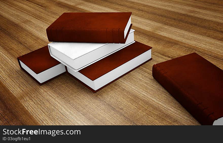 Stack of Books on Wooden Surface