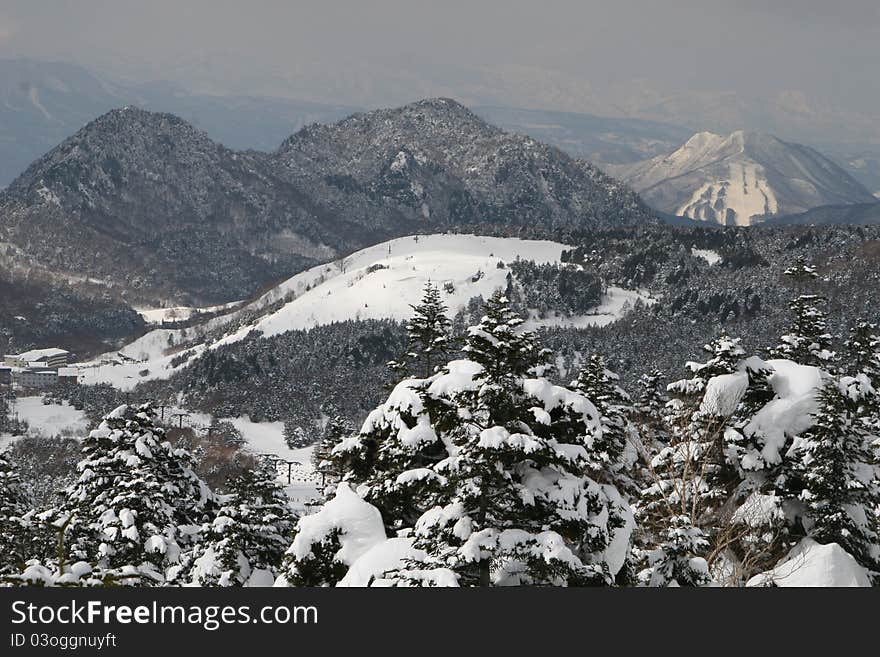 Snow mountains in Nagano Japan