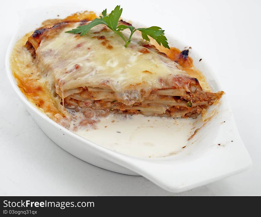 Photo of lasagna bolognese on a plate