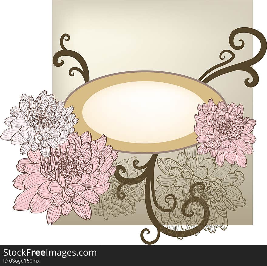 Background with decorative pink flowers