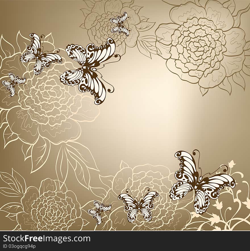 Floral background with blooming flowers