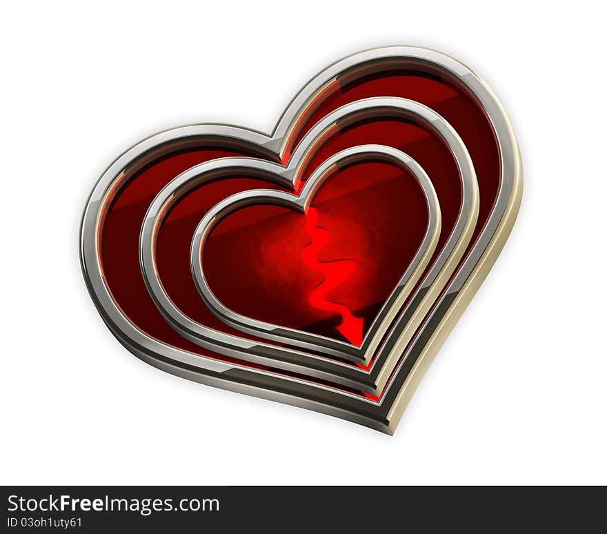 Red heart isolated on white