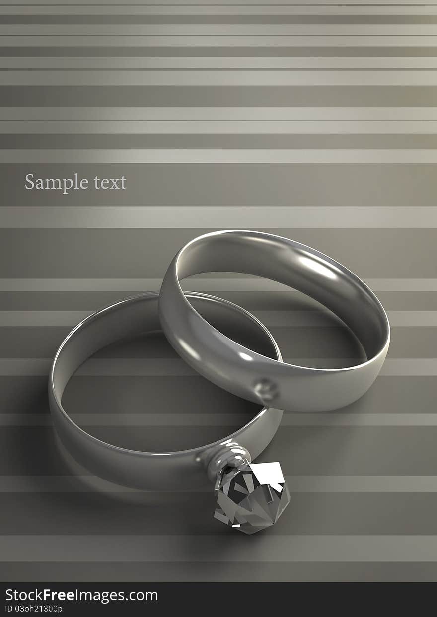 Wedding rings on grey background