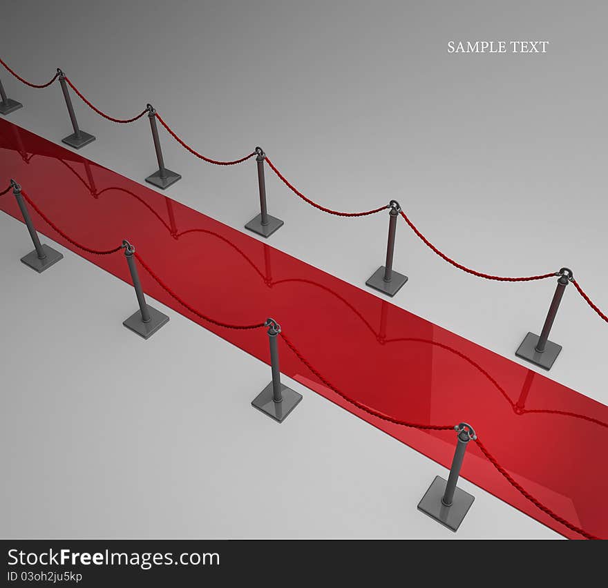 Red carpet on white 3d render