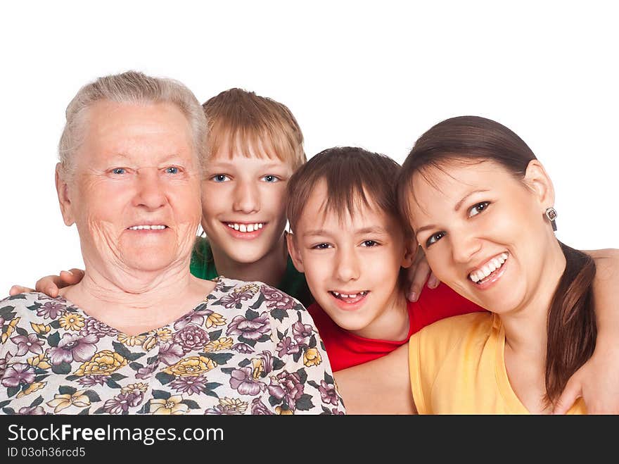 Portrait of a cute family on white. Portrait of a cute family on white