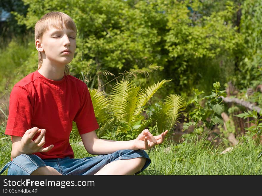 Young boy meditation