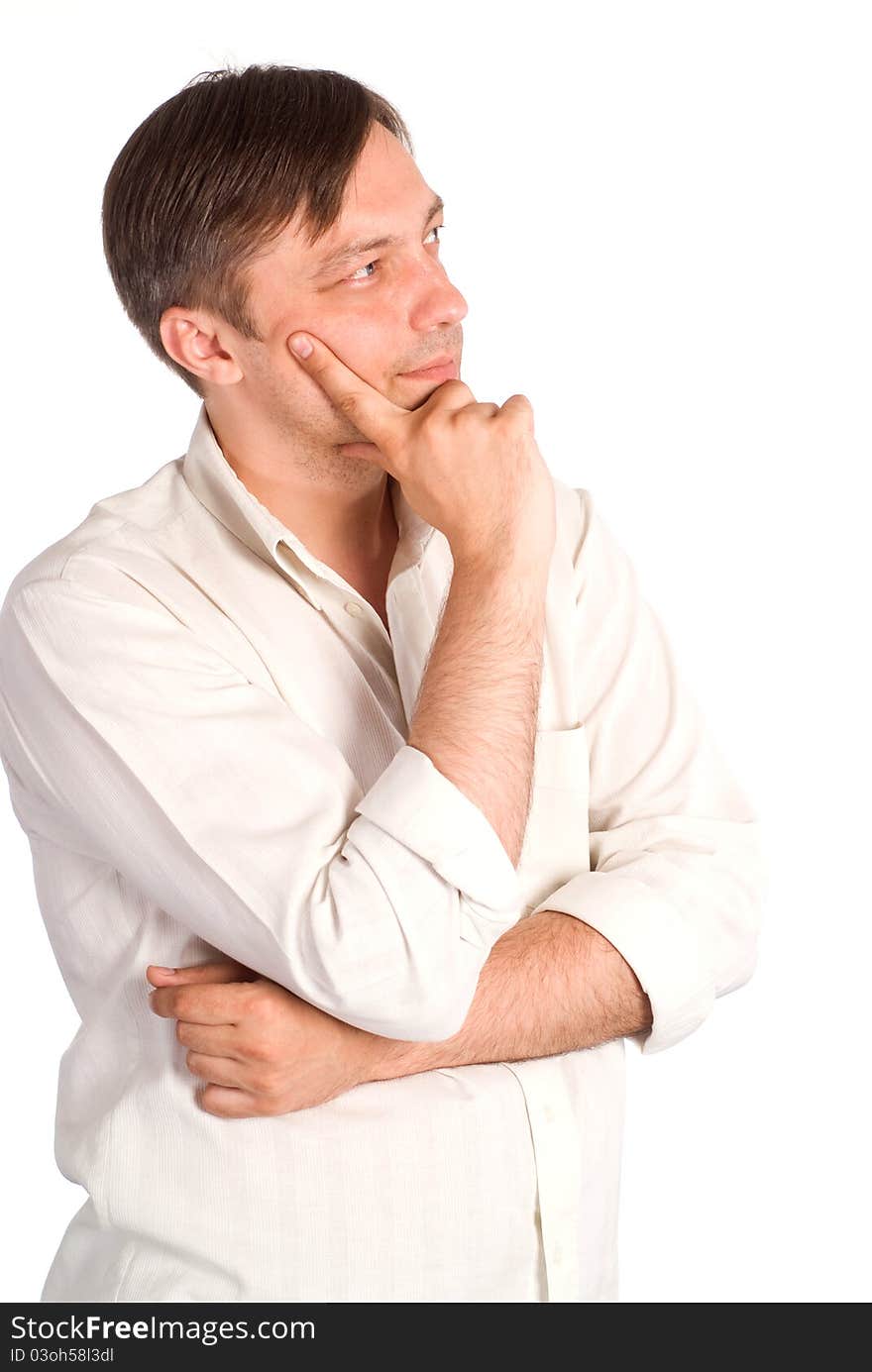 Portrait of a cute young man posing on white. Portrait of a cute young man posing on white