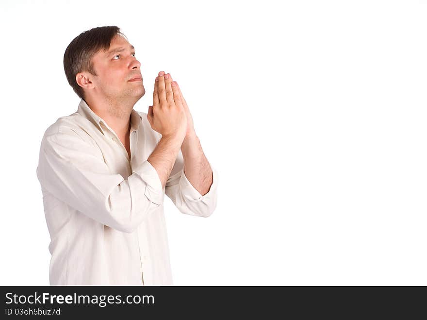 Portrait of a cute young man posing on white. Portrait of a cute young man posing on white