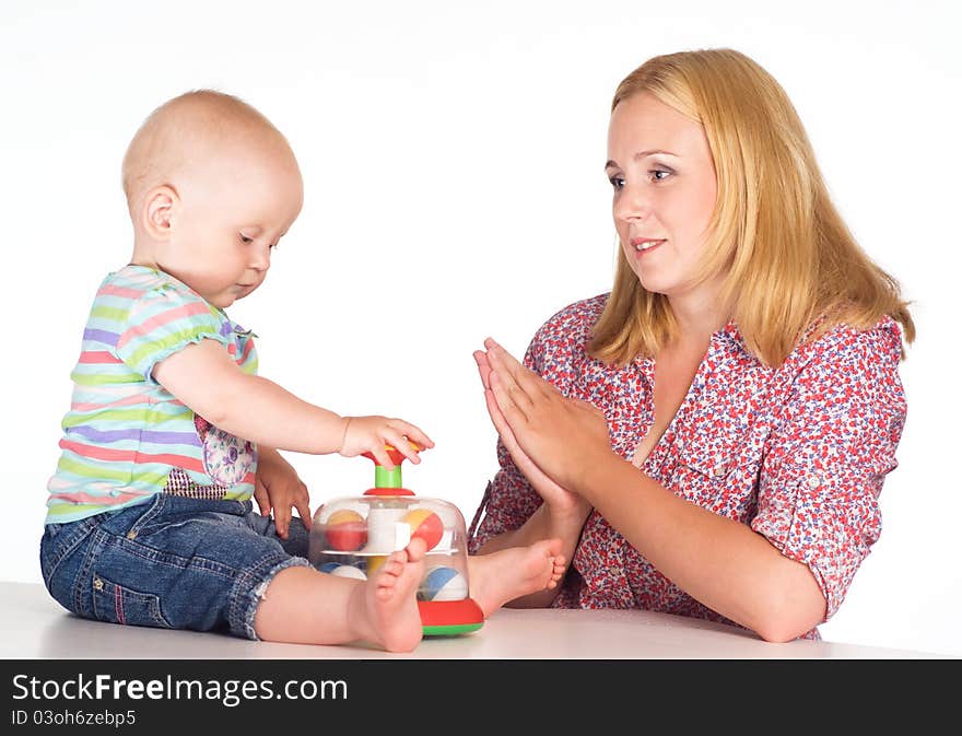 Mom and baby at table