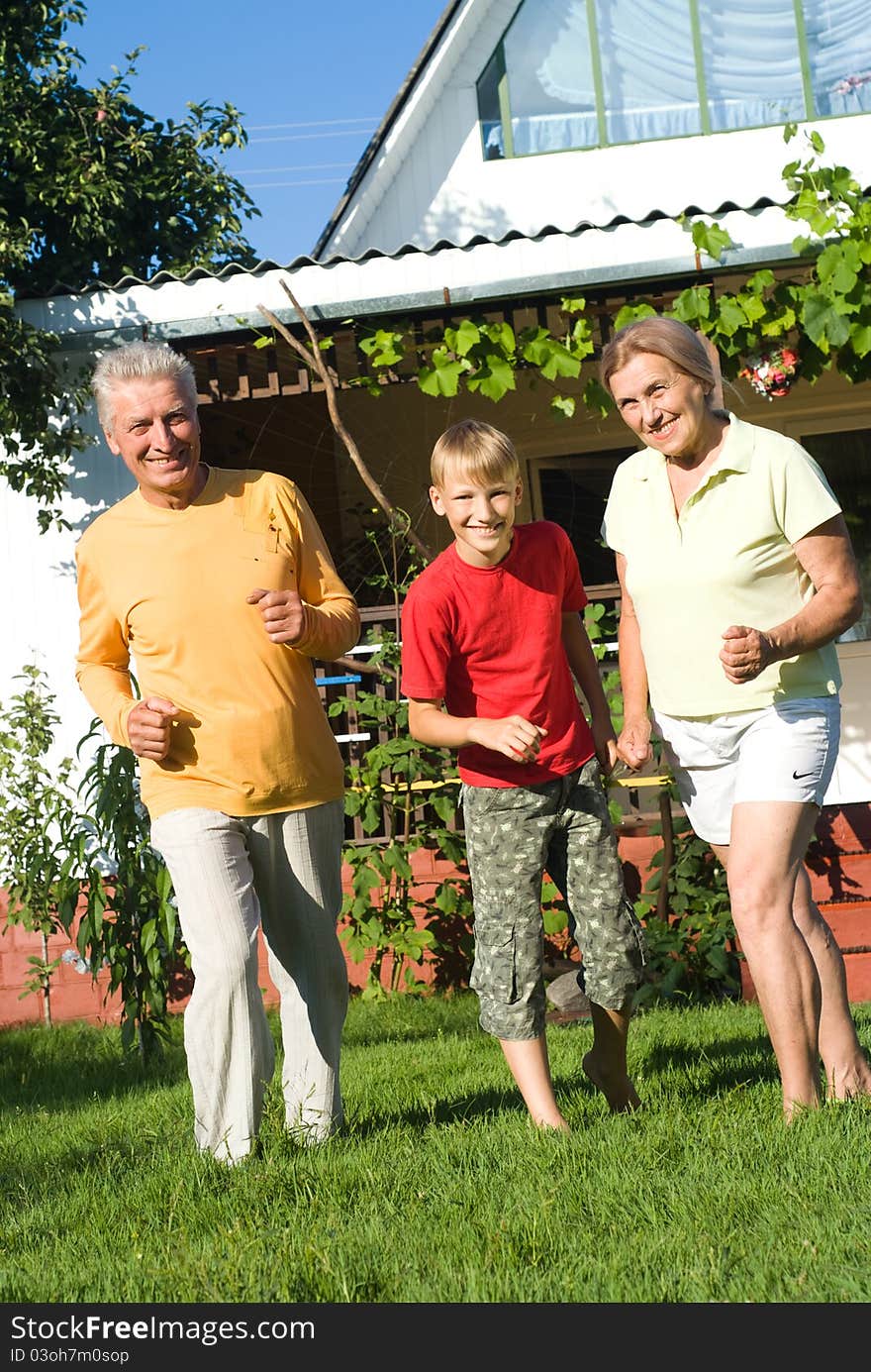 Boy with his grandparents at the nature. Boy with his grandparents at the nature