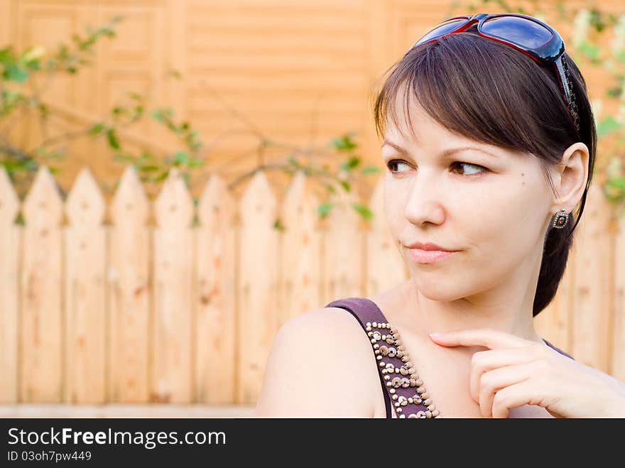 Portrait of a cute young woman smiling. Portrait of a cute young woman smiling