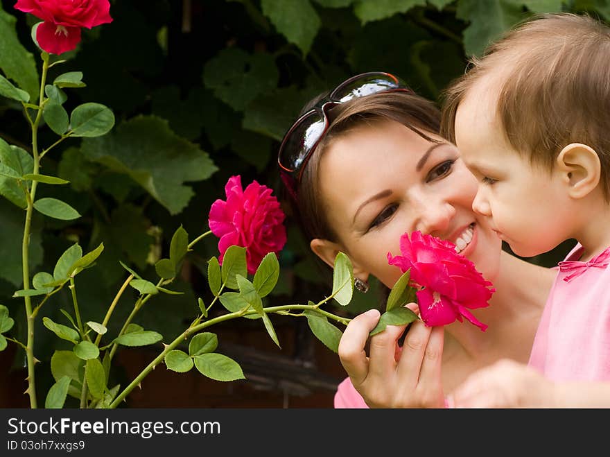 Portrait of a mom and daughter at nature