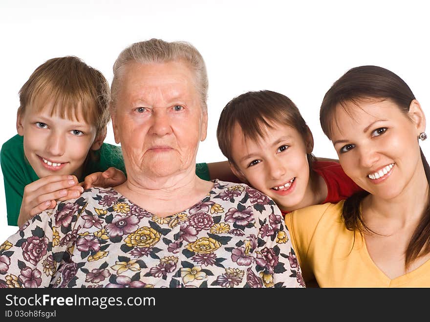 Portrait of a cute family on white