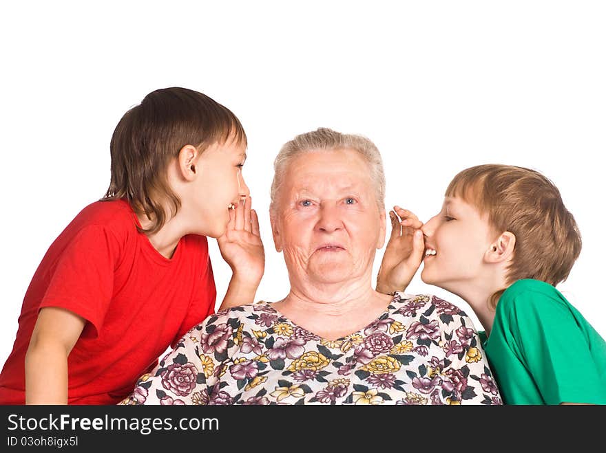 Portrait of a cute family on white. Portrait of a cute family on white