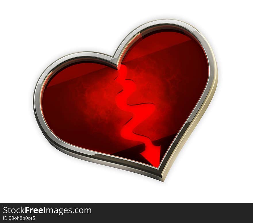 Red heart isolated on white