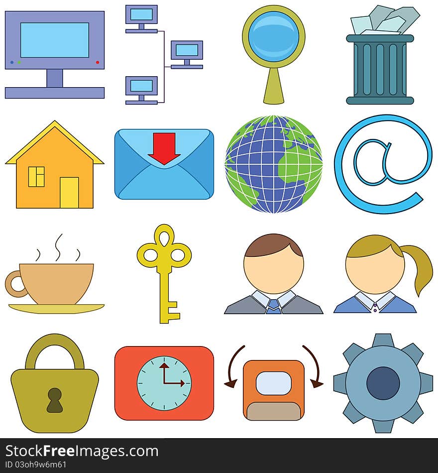 Set various icons, computer signs and buttons