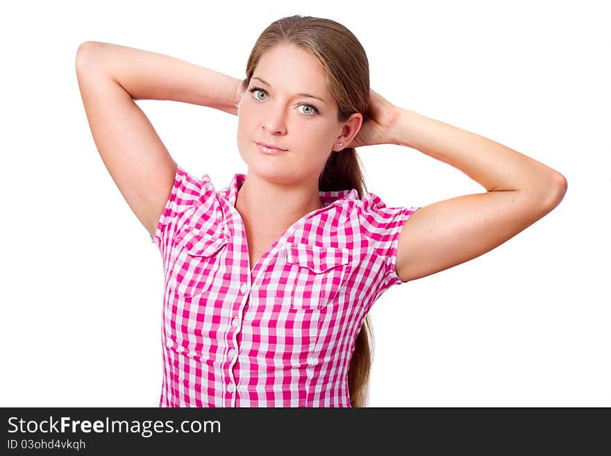 Beautiful young woman - isolated over white background