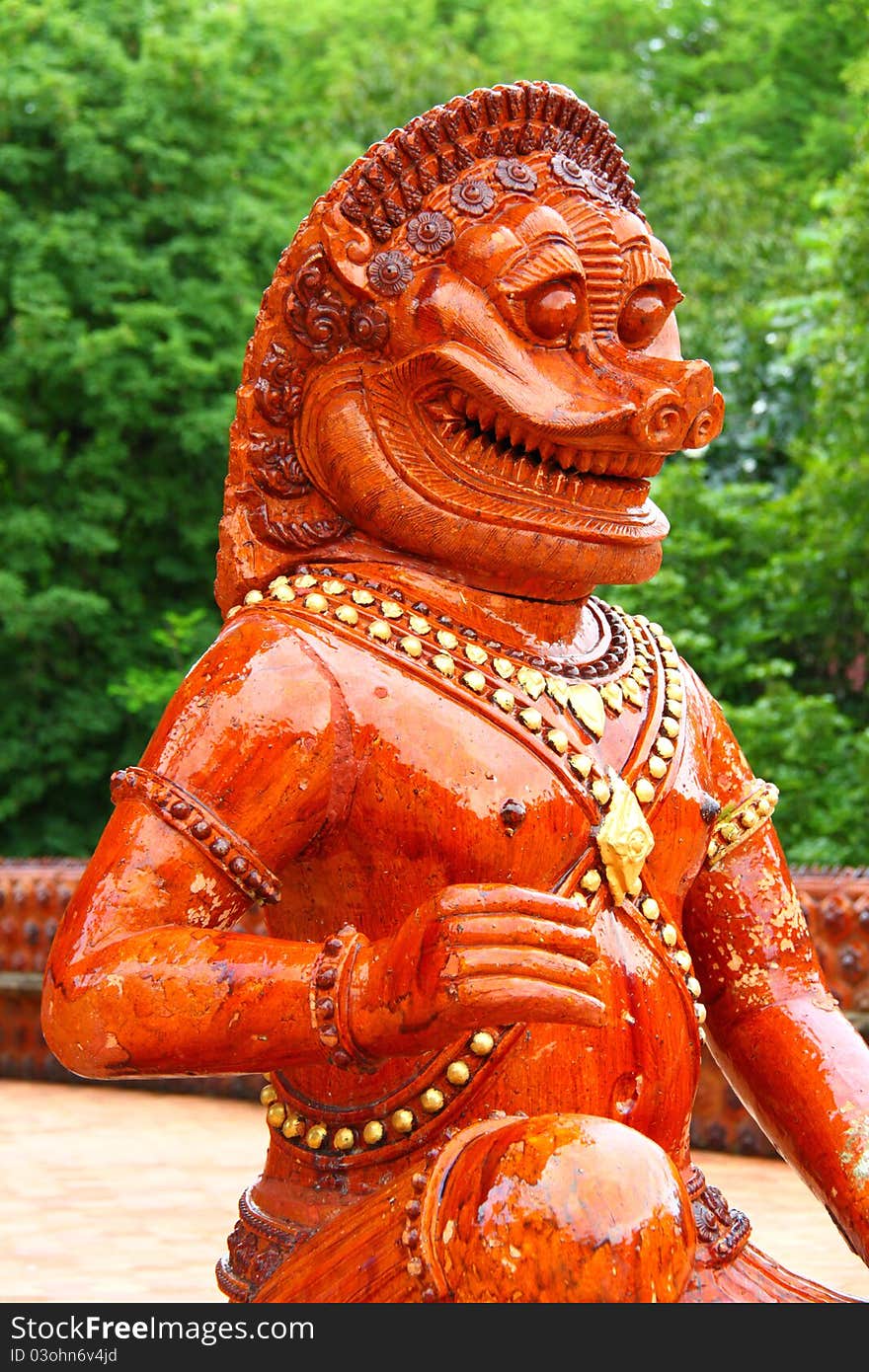 Singh Statue In Wat Phu Khao Kaew Ubon Ratchathani, Thailand