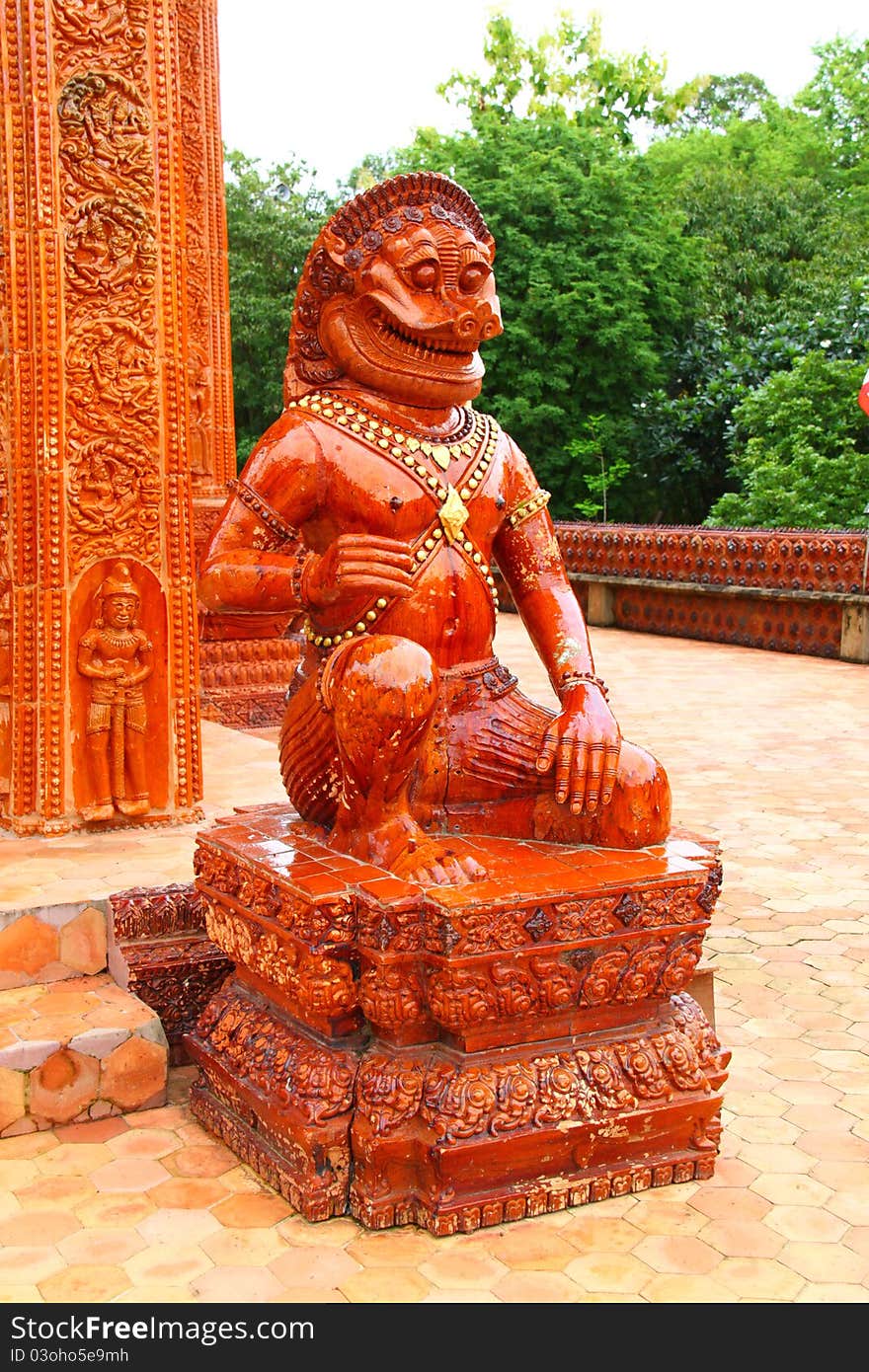 Singh Statue In Wat Phu Khao Kaew Ubon Ratchathani, Thailand