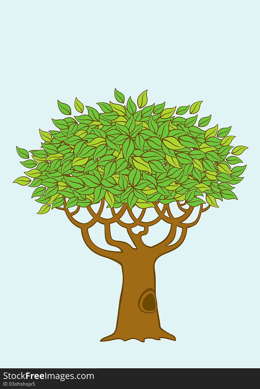 Illustration of a tree with green foliage. Illustration of a tree with green foliage