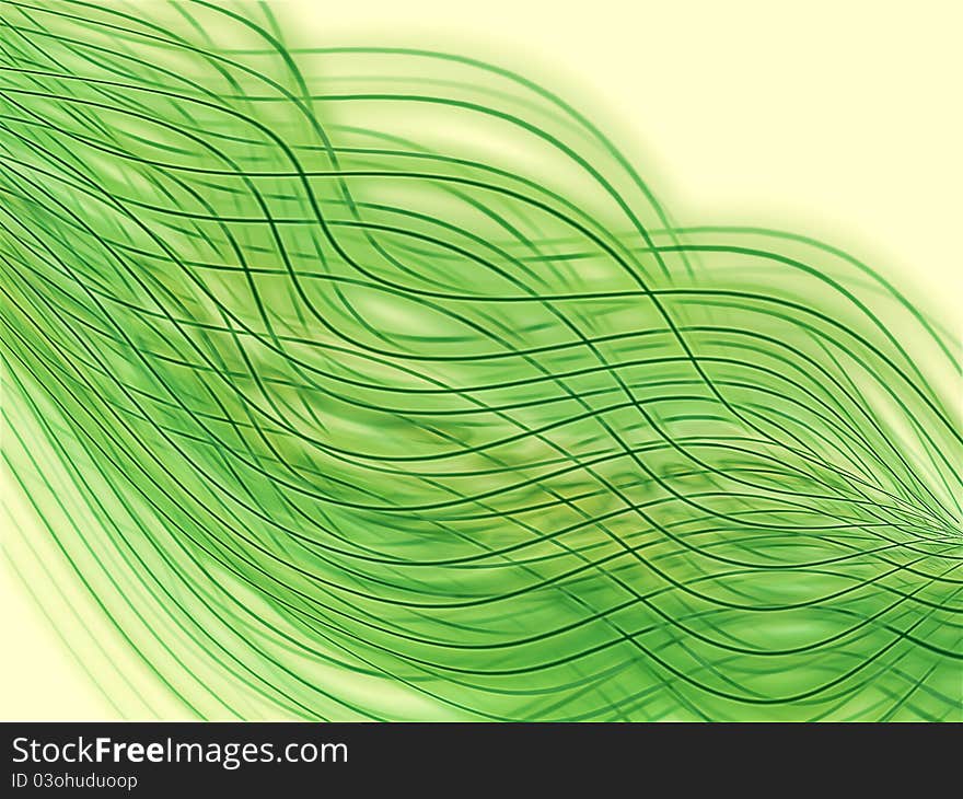 Curved green lines on light background. Curved green lines on light background.