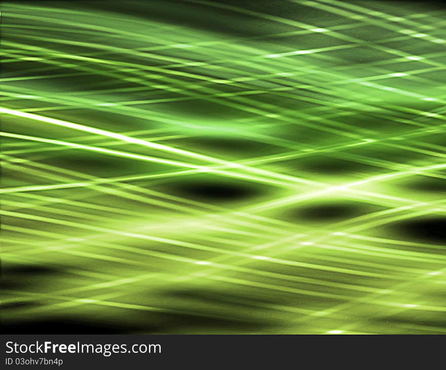 Smooth green lines on black background. Smooth green lines on black background