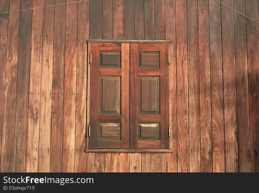 Old-style Window and Wall of Traditional Thai house. Old-style Window and Wall of Traditional Thai house