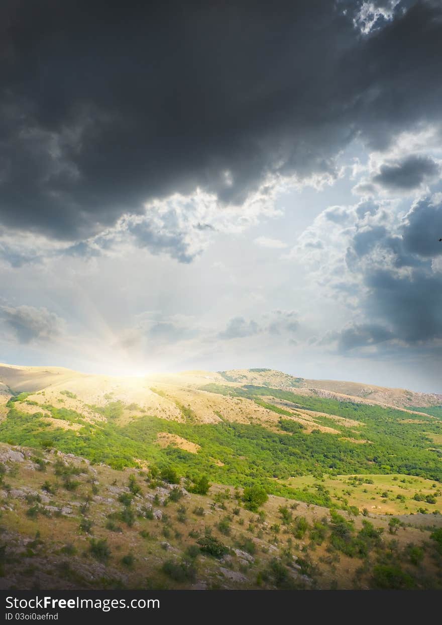 Sunset in mountain