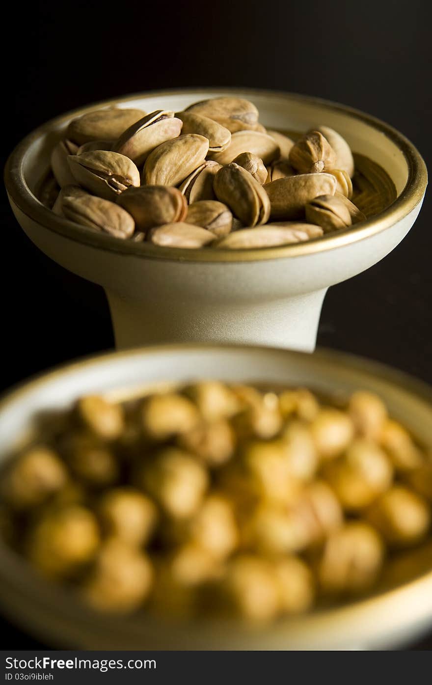 Turkish dried nuts in the bowl with chickpeas