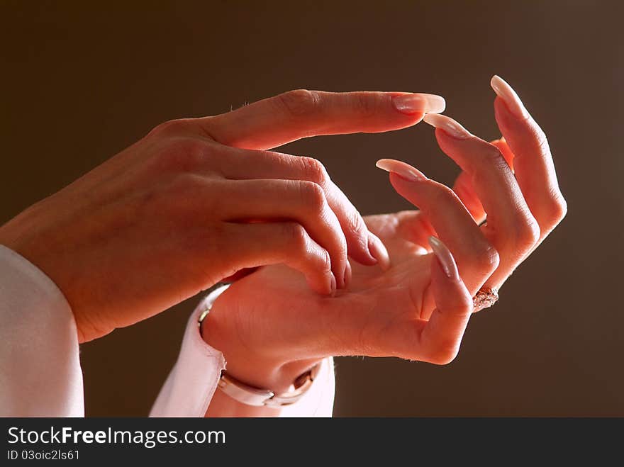 Woman's hands with a ring